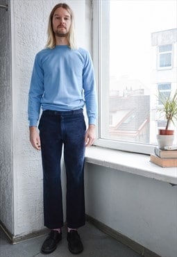 Vintage Navy Blue Corduroy Straight Trousers