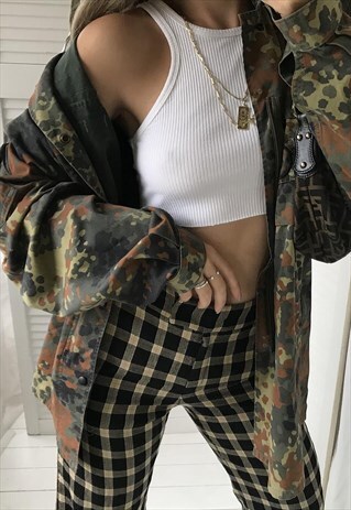 BADASS VINTAGE 90S GREEN CAMO ARMY OVERSIZED JACKET