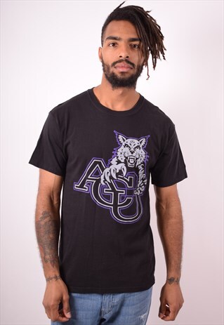 CHAMPION MENS VINTAGE ACU T-SHIRT TOP MEDIUM BLACK 90S