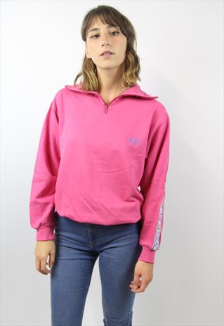 VINTAGE 90S ASICS PINK 1/4 ZIP SWEATSHIRT