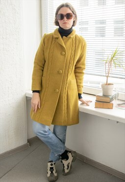 Vintage 80's Mustard Knitted Coat