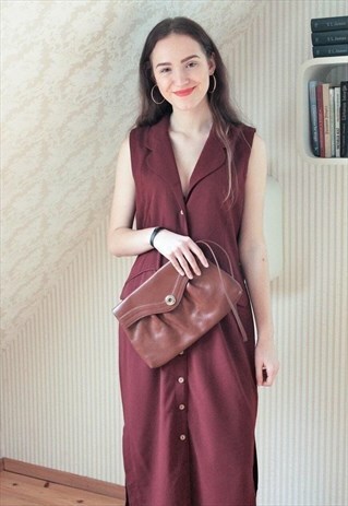 CAMEL BROWN RECTANGULAR CLIP ON BAG