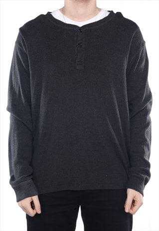 RALPH LAUREN - GREY QUARTER BUTTON EMBROIDERED SWEATSHIRT - 