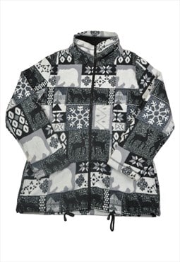 Vintage Jacket Retro Winter Pattern Black/White Ladies XL