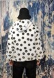 DAISY FLEECE HOODIE THIN FLUFFY FLORAL BRIGHT JACKET WHITE