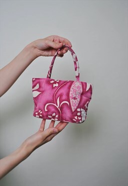 Y2k mini handbag, vintage pink 00s fashion hobo bag
