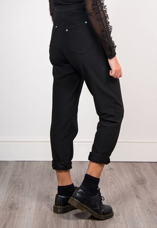 90'S RETRO BLACK CORD STYLE MOM JEANS TROUSERS