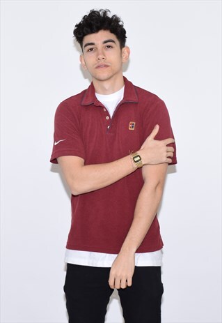 VINTAGE 90S RED NIKE FLEECE POLO SHIRT