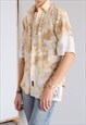 VINTAGE SHORT SLEEVE NATURE PRINTED COTTON SHIRT IN BEIGE XS