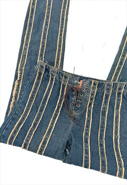 Vintage Y2k Lace Up Stripe Jeans