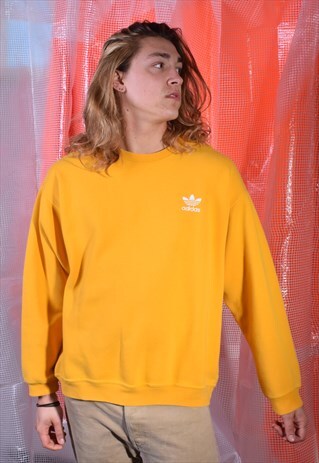 VINTAGE ADIDAS BRIGHT YELLOW SWEATSHIRT