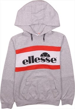 Vintage 90's Ellesse Hoodie Spellout Pullover Grey Medium