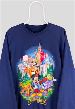 Vintage Disney Blue Sweatshirt Disneyland Graphic Large