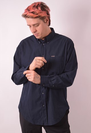 CALVIN KLEIN MENS VINTAGE SHIRT XL NAVY BLUE 90S