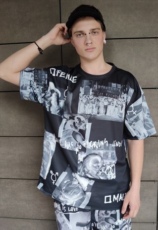PRIDE T-SHIRT LGBT SUPPORT TEE GRUNGE GAY PUNK TOP IN BLACK