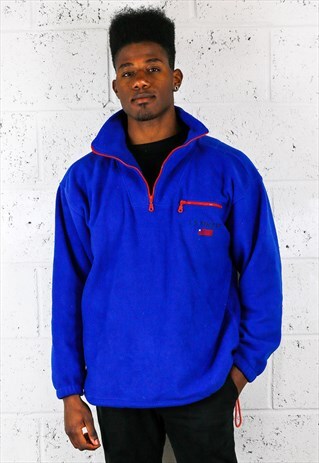 ELECTRIC BLUE 1/2 ZIP FLEECE WITH RED ZIPS