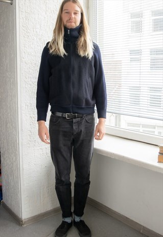 VINTAGE 80'S NAVY WOOL BOMBER STYLE JACKET