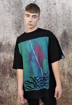 Creepy t-shirt 90s religion graffiti top grunge tshirt black