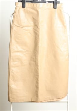 Echtes Leder Vintage Lether High Waist Pencil Skirt Beige