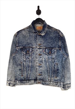 90's Levi's Denim Jacket Size Medium Blue Trucker Style Acid