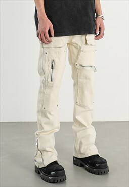 White Cargo Denim jeans pants trousers