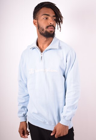 CHAMPION MENS VINTAGE SWEATSHIRT JUMPER LARGE BLUE 90S