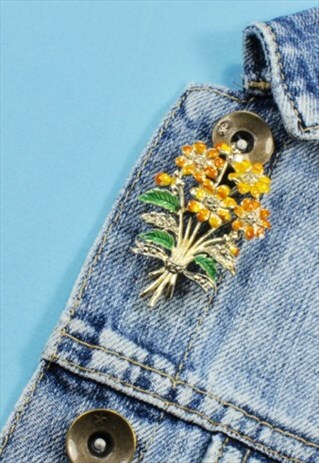 60S ENAMEL FLOWER BROOCH, ROMANTIC VINTAGE JEWELLERY