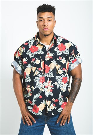 VINTAGE 80S PIERRE CARDIN HAWAIIAN SHORT SLEEVE SHIRT /S6837