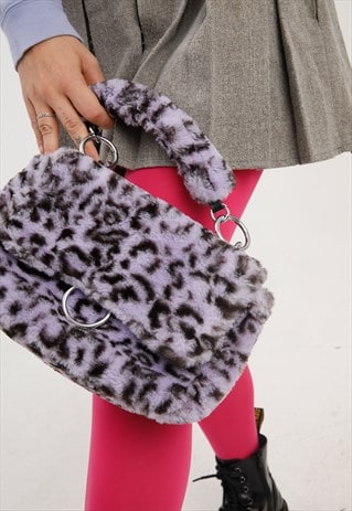 animal print fur bag