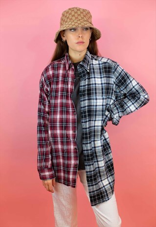 VINTAGE REWORKED TWO TONE FLANNEL SHIRT