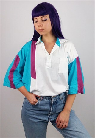 VINTAGE 80'S OVERSIZED UNISEX COLOUR-BLOCK T-SHIRT