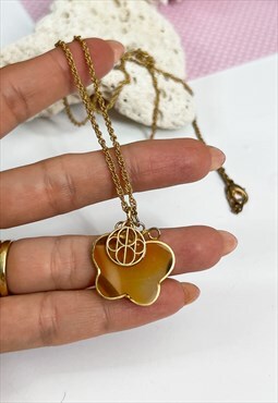 1960's Butterfly Necklace in Caramel and Gold