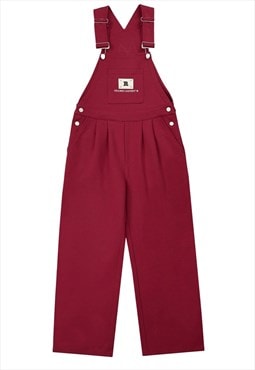 Red dungarees preppy overalls Kawaii jumpsuit