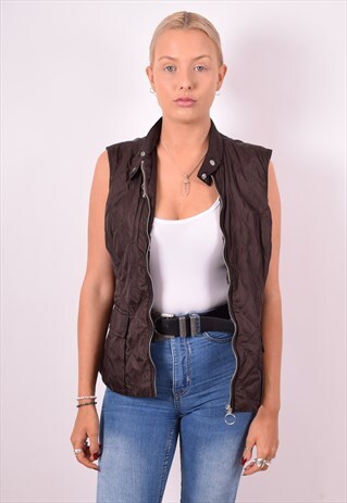 TIMBERLAND WOMENS VINTAGE QUILTED GILET LARGE BROWN 90S