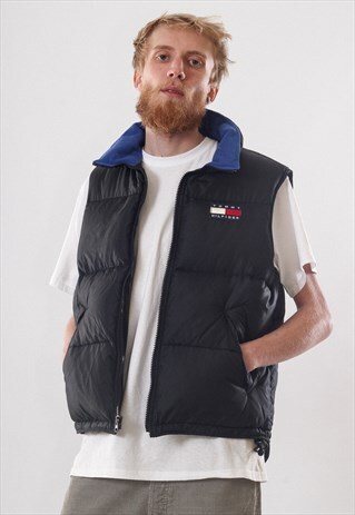 RARE VINTAGE MENS TOMMY HILFIGER PUFFER WINTER VEST JACKET