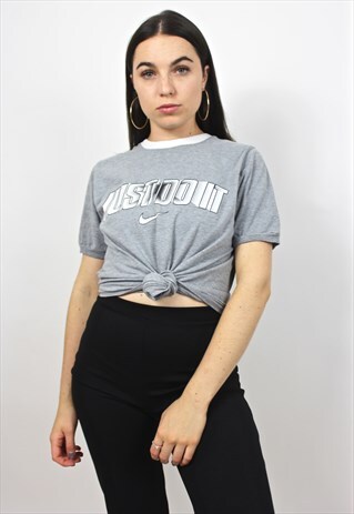 90'S RETRO GREY SPELL-OUT T-SHIRT
