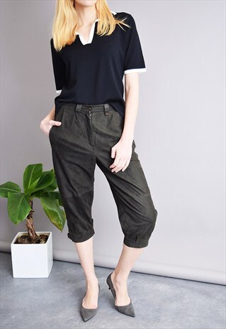 80'S RETRO HIGHWAISTED GENUINE LEATHER SHORT TROUSERS