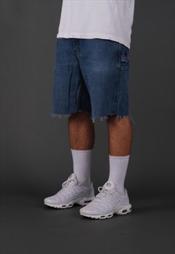 Vintage Carhartt Cut off Carpenter Shorts in Blue denim.
