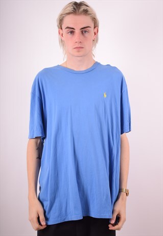 POLO RALPH LAUREN MENS VINTAGE T-SHIRT TOP XXL BLUE 90S