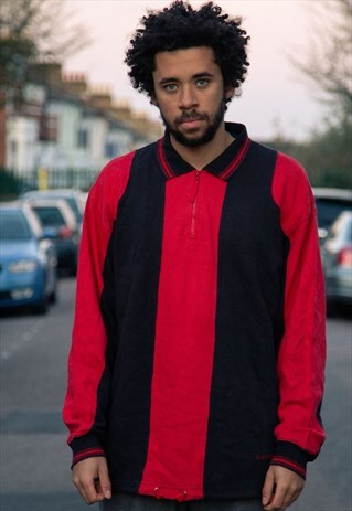 VINTAGE FILA SPORT QUARTER ZIP SWEATSHIRT IN RED AND BLACK