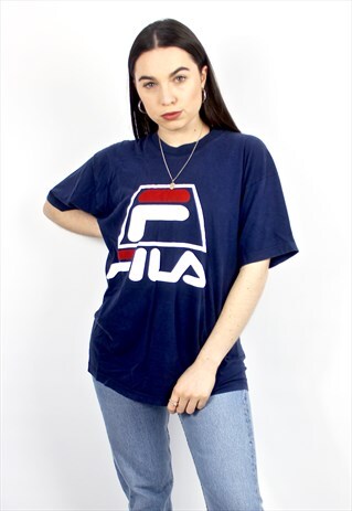 90'S VINTAGE NAVY SPELL-OUT LOGO OVERSIZED T-SHIRT