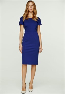 Fitted Electric Blue Cap Sleeve Dress Punto 