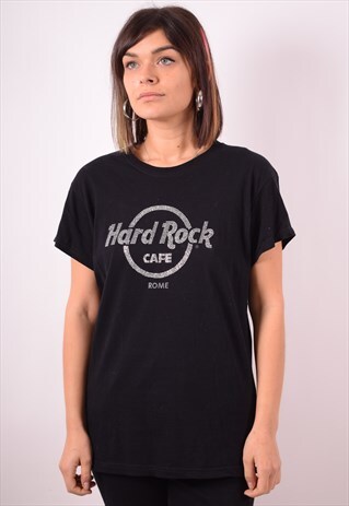 HARD ROCK CAFE WOMENS VINTAGE ROME T-SHIRT TOP LARGE 90S