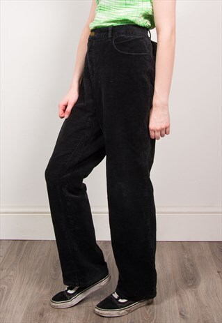 VINTAGE 90'S CHAPS BLACK CORD HIGH WAIST TROUSERS