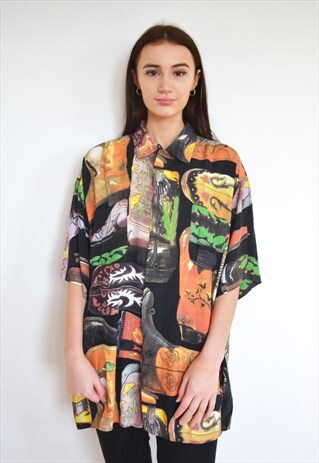 RARE MOSCHINO COWBOY BOOT PRINT TROMP L'OEIL BOYFRIEND SHIRT