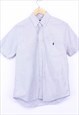 Vintage Ralph Lauren Shirt Striped Blue White With Logo 90s
