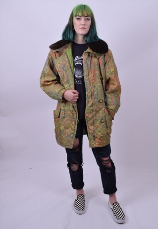 VINTAGE 80'S GREEN METALLIC SKI WINDBREAKER JACKET MEDIUM