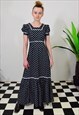 VINTAGE REVIVAL BLACK MAXI DRESS WITH SMALL FLOWERS
