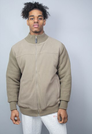 VINTAGE BIEGE JAMES PRINGLE QUILTED FLEECE BOMBER JACKET