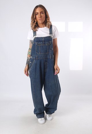 DENIM DUNGAREES TALL LENGTH WIDE LEG UK 14 (51N)